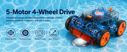 iQuavia Cordless Robotic Pool Cleaner with Signal Buoy, Underwater Direct Control, App & Remote Control Pool Cleaner Robot, Pool Vacuum Robot for Inground and Above Ground Pools, Floor Wall Waterline
