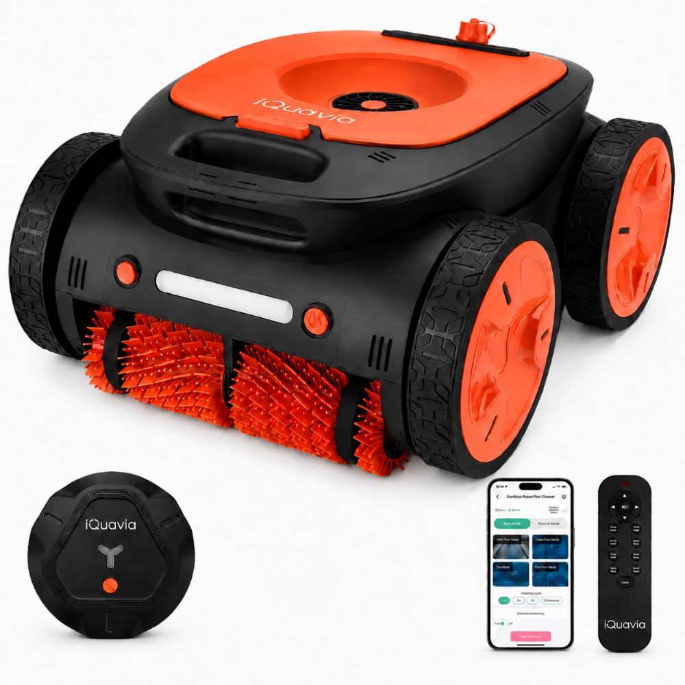 iQuavia Cordless Robotic Pool Cleaner with Signal Buoy, Underwater Direct Control, App & Remote Control Pool Cleaner Robot, Pool Vacuum Robot for Inground and Above Ground Pools, Floor Wall Waterline