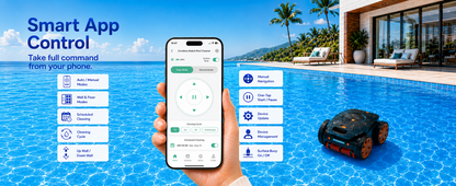 iQuavia Cordless Robotic Pool Cleaner with Signal Buoy, Underwater Direct Control, App & Remote Control Pool Cleaner Robot, Pool Vacuum Robot for Inground and Above Ground Pools, Floor Wall Waterline