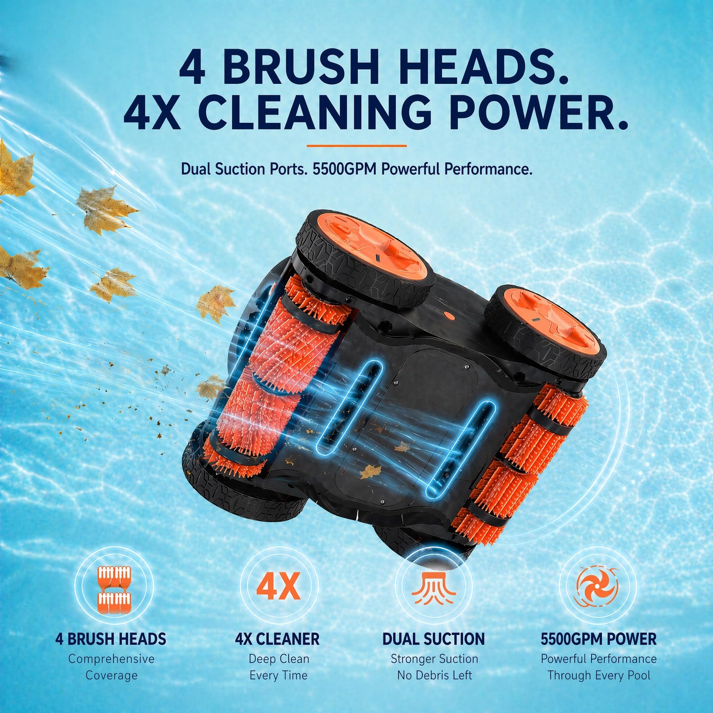 iQuavia Cordless Robotic Pool Cleaner with Signal Buoy, Underwater Direct Control, App & Remote Control Pool Cleaner Robot, Pool Vacuum Robot for Inground and Above Ground Pools, Floor Wall Waterline