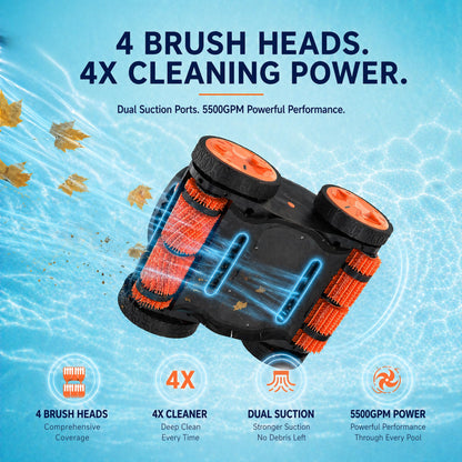 iQuavia Cordless Robotic Pool Cleaner with Signal Buoy, Underwater Direct Control, App & Remote Control Pool Cleaner Robot, Pool Vacuum Robot for Inground and Above Ground Pools, Floor Wall Waterline