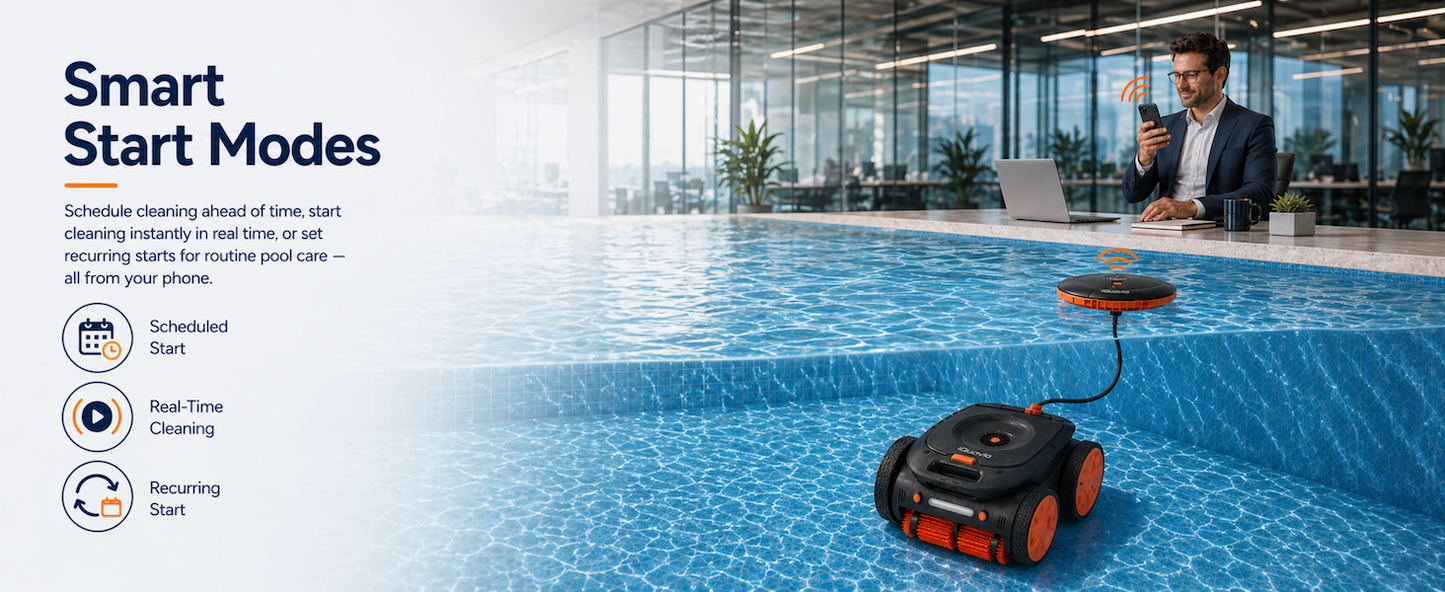 iQuavia Cordless Robotic Pool Cleaner with Signal Buoy, Underwater Direct Control, App & Remote Control Pool Cleaner Robot, Pool Vacuum Robot for Inground and Above Ground Pools, Floor Wall Waterline