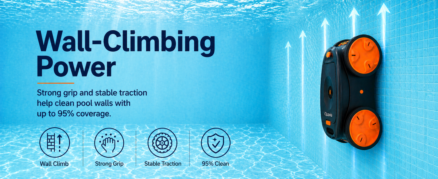 iQuavia Cordless Robotic Pool Cleaner with Signal Buoy, Underwater Direct Control, App & Remote Control Pool Cleaner Robot, Pool Vacuum Robot for Inground and Above Ground Pools, Floor Wall Waterline
