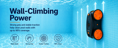 iQuavia Cordless Robotic Pool Cleaner with Signal Buoy, Underwater Direct Control, App & Remote Control Pool Cleaner Robot, Pool Vacuum Robot for Inground and Above Ground Pools, Floor Wall Waterline